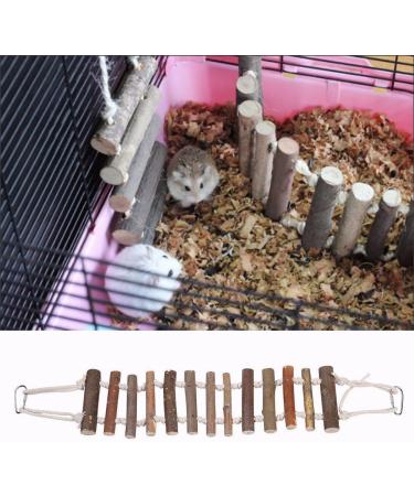 Wooden Bird Hanging Ladder & Rope Swing Bridge - Pet Training Toy for Parrots, Lovebirds, Parakeets, African Greys - Natural Wood & Rope Construction - Buy Online on GoSupps.com