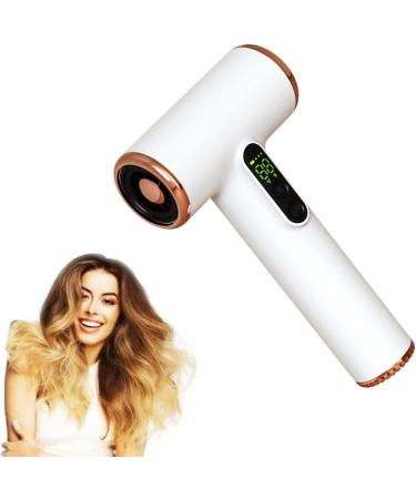 Protable Cordless Hair Dryers w/Hot & Cold Wind USB Rechargeable Cordless Hairdryer Type-C Fast Charge 15000mAh Battery Travel Blow Dryer for Outdoor Indoor White