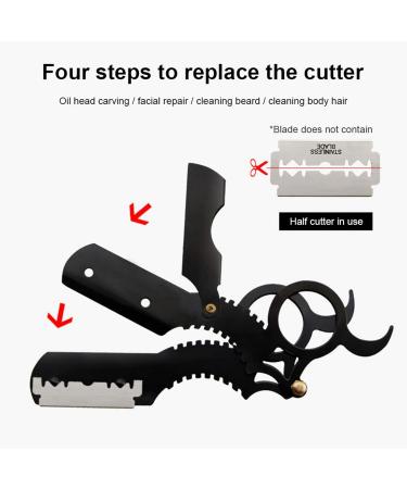 M/E Barber Razor - Professional Straight Edge Razor for Men | Govert Razor with Finger Grip & Safety Design - Ideal for Shaving Without Blade - Buy Online on GoSupps.com