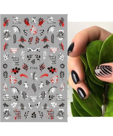 Tattoo DIY Flower Simple Design Transfer Decals Nail Sticker 3D Black Vine Leaf Alphabet(F-745) (Black F) - Buy Online on GoSupps.com