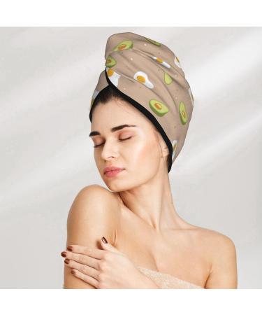 Egg & Avocado Microfiber Hair Towel Super Absorbent Coral Velvet Wrap for Women | Quick Dry for Long Curly & Thick Hair - Buy Online on GoSupps.com