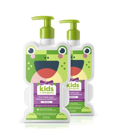 Babyganics Kids 3-in-1 Shampoo Conditioner Body Wash, Berry Berry, 2 pack 16 Ounce