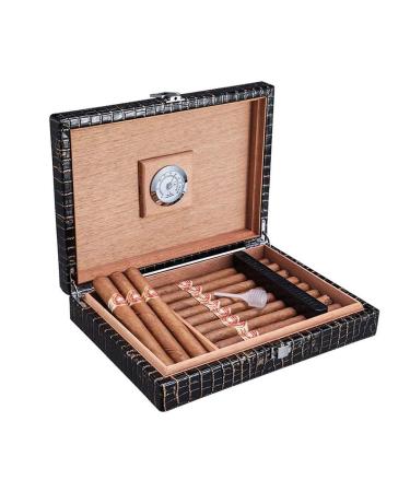 Humidor Cigar Desktop Cigar Humidifier Desktop Leather Can Hold 20 Cigars/Portable