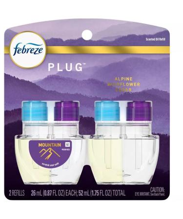 Febreze Plug with Fade Defy Technology Air Freshener (2) of 0.87 fl oz Refills (Mountain) Clear