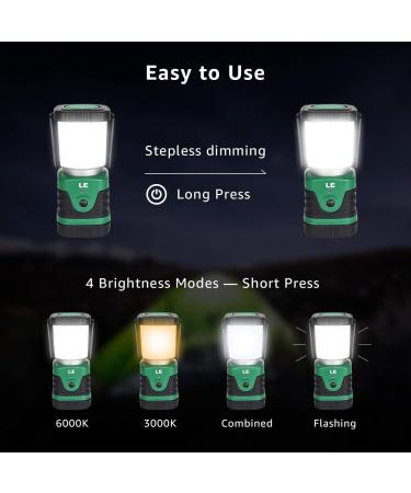 LE LED Camping Lantern Rechargeable - 1000LM, 4 Light Modes, 4400mAh Power Bank, IP44 Waterproof - Portable Lantern Flashlight for Hurricane Emergency, Hiking, Home - USB Cable Included - Buy Online on GoSupps.com