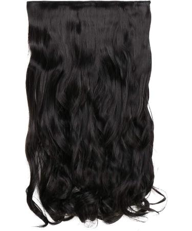 Silk-co 24" One Piece Clip in Hair Extensions (Natural Black) Long Curly Wavy Hairpiece 3/4 Full Head 24 Inch(Curly) Natural Black - Buy Online on GoSupps.com