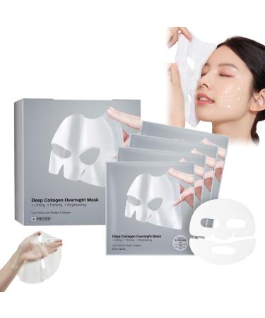Collagen Face Mask Deep Collagen Anti Wrinkle Lifting Mask Facial Hydrogel Masks Collagen Overnight Mask Helps Reduce Fine Lines & Wrinkles Lifting Firming Moisturizing - 37gx4ea (1box)