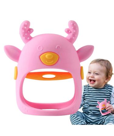 Moonyan Bite Gloves | Hirror-Shaped Silicone Bite Toys for Toddlers | Infant Hand Pacifiers for Breastfeeding Babies (4-8 Months) - Pink - Buy Online on GoSupps.com