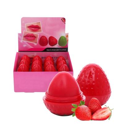 24 Pieces Lip Balm Strawberry Lovely Shaped Women Girl Lip Balm Lasting Moisturizing Lip