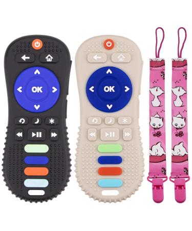 (2-Pack) Besosay Silicone Baby Remote Teether Teething Toys for Babies 0-3 0-6 6-12 Months Soft Remote Teething Toys for Infant Toddles 0-6 Months Hand Teether Pacifiers Clip for Baby Black and White - Buy Online on GoSupps.com