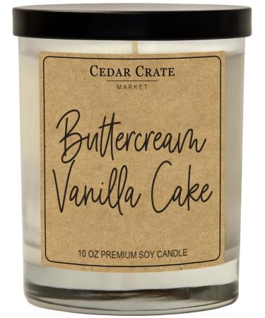 Cedar Crate Market - Buttercream Vanilla Cake Candles for Home - Scented Soy Wax Candles Gifts for Women and Men Aromatherapy Candles - 13.5 oz Clear Jar Made in The USA