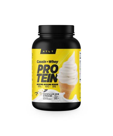 Casein + Whey Protein by HTLT | Whey & Casein Protein Shake Powder | Slow-Release Whey & Casein Protein for Sustained Energy | Casein Protein Powder for Baked Treats, Vanilla Ice Cream