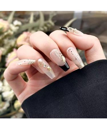 Temperament nail art temperament color matching pure hand-made nail art wear alloy flash diamond French nude nail patch.(XS) - Buy Online on GoSupps.com