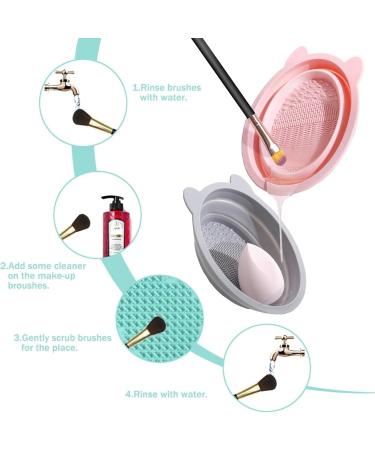 Makeup Brush Cleaner Mat Silicone Cosmetic Brush Cleaning Pad Sponge Brush Foldable Cleaning Bowl Portable Cosmetic Brush Cleaner Washing Tool for Makeup Brushes - Buy Online on GoSupps.com