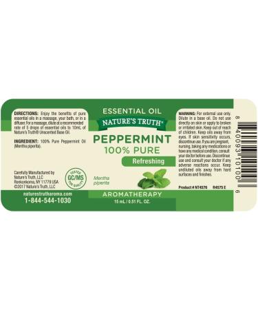 Nature's Truth Peppermint Essential Oil 0.51 fl oz - 100% Pure Aromatherapy Oil - Buy Online on GoSupps.com