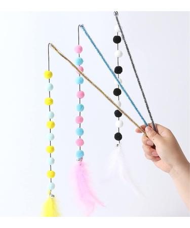 MUEEAD 3 Pcs Cat Teaser Wand With 5Pcs Long Tube Spring Cat Fur Ball Toy Cat Teaser Interactive Toy Feather Teaser Stick Fluffy Furball Teaser Stick Pet Toys - Buy Online on GoSupps.com
