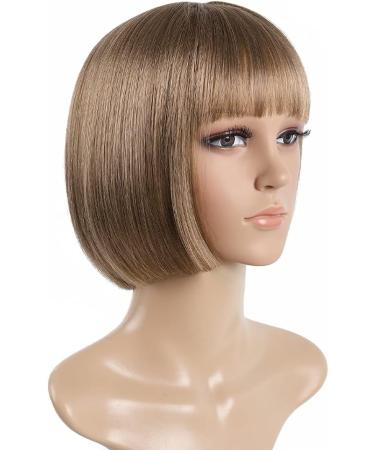 Bob Wig SYXLCYGG Brown Short Wigs With Bangs Flame Retardant 10"Straight Silky Fluffy Womens Hair Wigs Synthetic Black Girl Daily (Free Wig Cap) 10"Flame Retardant Wig-Ash Blonde - Buy Online on GoSupps.com