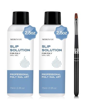 Morovan Poly Gel Slip Solution 150ml Poly Nail Gel Liquid Slip Solution with Brush Extension Nail Liquid Slip Solution Bottle Cap as A Cup Poly Gel Solution Liquid Easy DIY Gel Solution at Home