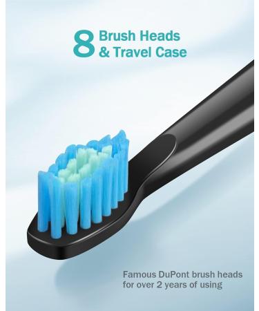 Initio Sonic Electric Toothbrush - 5 Cleaning Programs - Travel Case & 8 Replacement Heads - Rechargeable & Waterproof - Smart Timer - Gloss Black - Buy Online on GoSupps.com