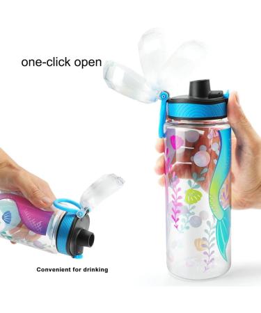 Cute Mermaid Water Bottle for Girls | BPA-Free Tritan, Leak Proof, Easy to Clean | 23oz/680ml with Carry Handle - Buy Online on GoSupps.com