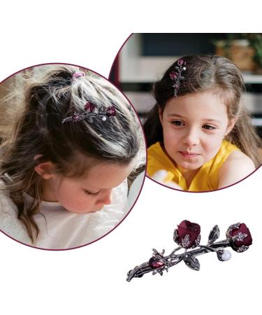 DHinkyoung Vintage Crystal Rose Hair Clip Rhinestones Rose Flower Hair Barrette Vintage Style Hair Pin for Girls Women Ladies Hair Decoration Wedding Party Gifts - Buy Online on GoSupps.com