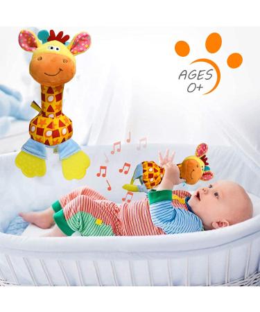 Baby Soft Rattles Shaker | Developmental Hand Grip Toys with Teether and Sounds | Ages 3-12 Months - Buy Online on GoSupps.com