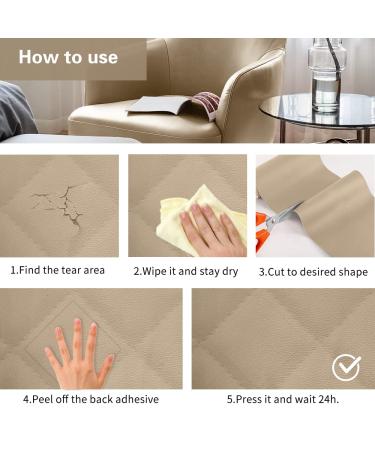 Self-Adhesive Leather Repair Patch 8x11 inch Tape for Couches, Car Seats, Handbags - Beige - Buy Online on GoSupps.com