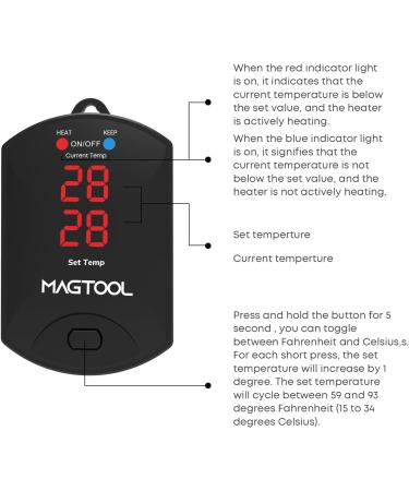 Magtool 100-1500W Aquarium Heater - Digital Controller for Fresh & Saltwater | Overheat Protection & Auto Shutoff - Buy Online on GoSupps.com