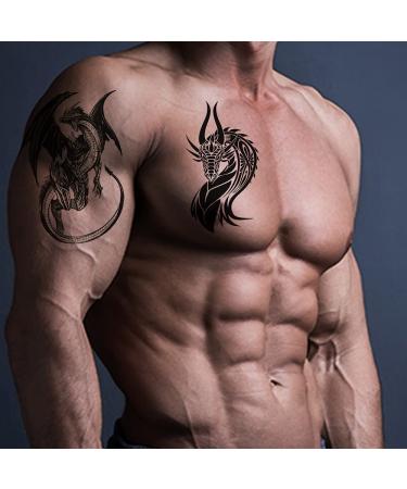 Large Dragon Temporary Tattoo Stickers - Set of 10 Sheets for Men, Women, and Teens - Realistic Black Tribal Totem Dragons - Body Art Sleeve Tattoos - Buy Online on GoSupps.com