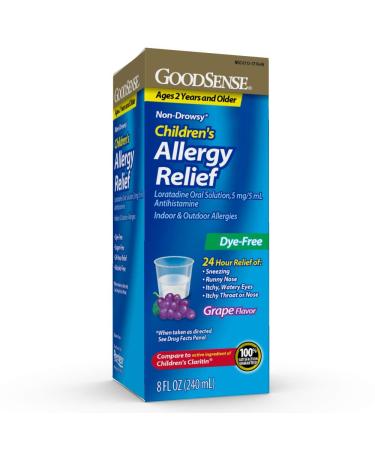 GoodSense Children s Loratadine Oral Solution 5 mg/5 mL Allergy Relief Grape Flavor 8 Ounces
