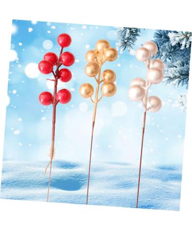 DECHOUS 40 Pcs Christmas Fruit Winter Christmas Tree Decorations Berry Stems Christmas Red Berries Branches Home Decor Christmas Tree Fake Berry Red Fruit Skewers Household Foam Goldenx2pcs 17x3cmx2pcs - Buy Online on GoSupps.com