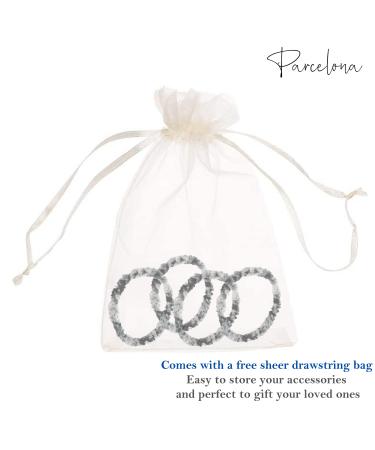 Parcelona Set of 4 Chenille Ponytail Elastic Hair Ties | Non-Slip & Metal-Free Hair Accessories for Women - Gray-Black - Buy Online on GoSupps.com