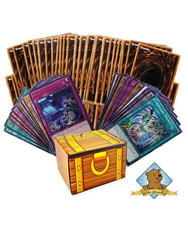 Yugioh 100 Card Lot - 10 Rares - 10 Holos - Golden Groundhog Treasure Chest Box!