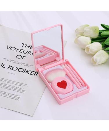 Dajidafu Delicate And Soft Fiber Hair Makeup Brush Set - Blended Look Powder Blusher Brush Mirror Box Brush Set With Mirror Cherry blossom pink - Buy Online on GoSupps.com