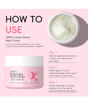 2pcs Sakura Night Cream for Women Teen Girls Anti Aging Skincare Face Moisturizer with Retinol & Niacinamide for Long-Lasting Hydration and Smooth Skin 2pcs Night Cream - Buy Online on GoSupps.com