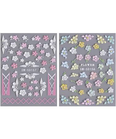 5D Embossed Flower Nail Stickers | Colorful Floral Nail Art Decals for Creative Designs | Cute Acrylic Petals Nail Supplies - Buy Online on GoSupps.com