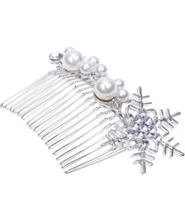 Beaupretty Wedding Hair Comb Pearl Vintage Bridal Hair Side Comb Snowflake Rhinestone Flower Hair Accessories Pieces for Women(Silver) - Buy Online on GoSupps.com