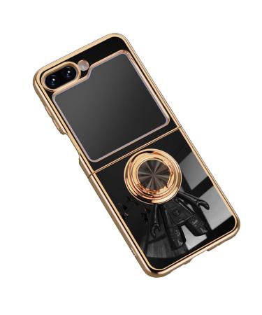 Tivenfezk nadoli for samsung galaxy z flip 5 astronaut hidden stand shell caricature ultra thin coating galvanized 360 ring stand soft silicone scratch -resistant mobile phone cover protective cover samsung galaxy z flip 5 black