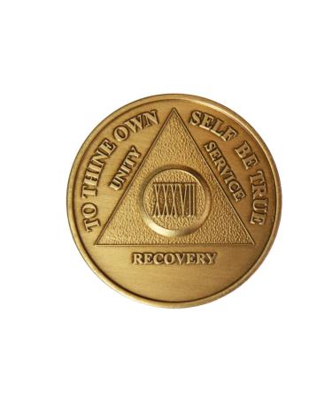 37 Year Bronze AA (Alcoholics Anonymous) - Sober / Sobriety / Birthday / Anniversary / Recovery / Medallion / Coin / Chip