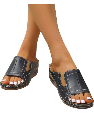 Aniywn Summer Women Sandals - Lightweight Flat Open Toe Thong, Dark Blue, Size 8 - Buy Online on GoSupps.com