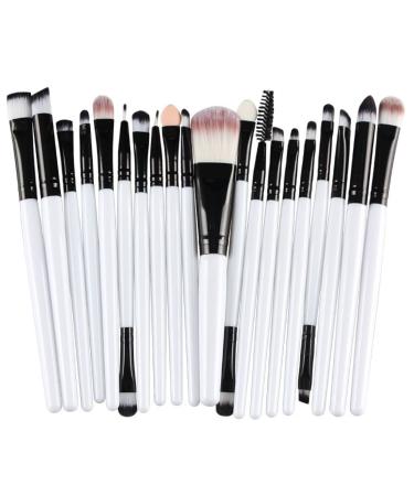 KOLIGHT 20pcs Makeup Brushes Set - Cosmetic Eye Shadow Eyeliner Eyebrow Lip Nose & Foundation Sponges - Black & White - International Shipping Available - Buy Online on GoSupps.com