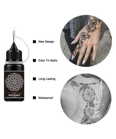 Kevinart Temporary Tattoo Kit - Fake Tattoos - Semi Permanent Inks - Freehand Body Art with Stencils for Women Men Kids - 4 Bottles - Buy Online on GoSupps.com