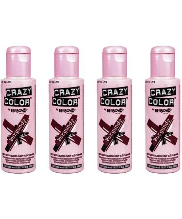 Crazy Color Burgundy Semi-Permanent Hair Color Cream - 4 Bottles, 100ml Each (Pack of 1) - Buy Online on GoSupps.com