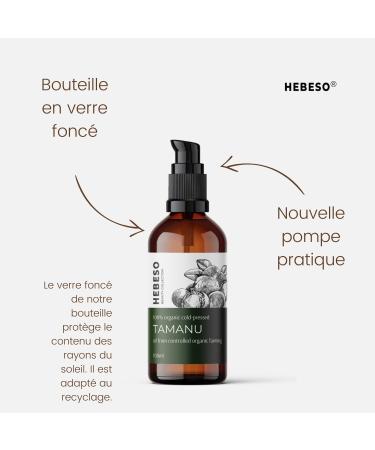  HEBESO Tamanu Oil 100% - Cold Pressed 100ml - Tamanu Oil Helps to Heal Sick Nails Acne - Body Care - Reduction of Scars - Buy Online on GoSupps.com