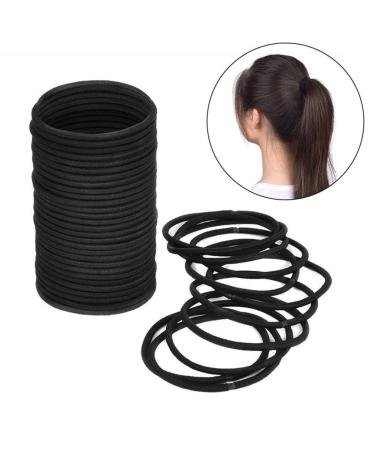 100 Black Thick Snag Free Endless Hair Elastics Hairbands Ponytail Hair Ties