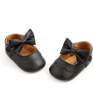 Baby Girls First Walking Shoes Mary Jane PU Leather Anti-Slip Princess Shoes 0-6 Months - Black - Buy Online on GoSupps.com