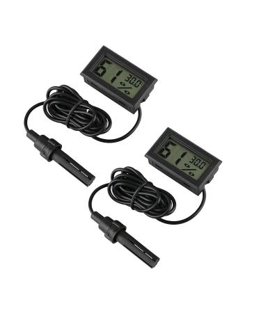 Haobase Digital Thermometer Hygrometer Pack of 2 Hygrometer Thermometer Mini Probe Thermometers Temperature Humidity Gauge Meter for Reptile Incubator Aquarium Poultry Office Living Room (2 Pack)