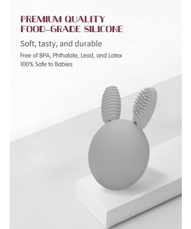Bunny Eggy Teether Baby Teething Toy - Rabbit Egg Rattle for Teething Pain Relief - Gray - Buy Online on GoSupps.com