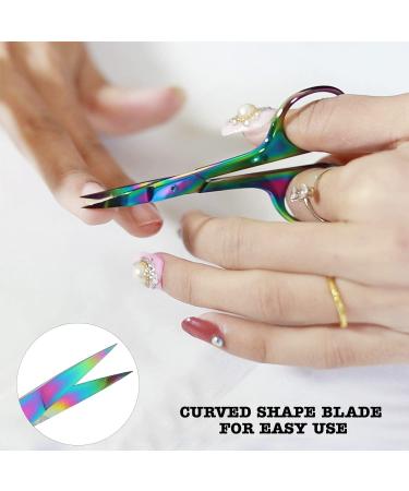 Nail Scissors Cuticle Scissors Eyebrow Scissors Trimming Scissor for Nails and Cuticle Multi-Purpose Manicure Scissors for Men and Women (Nail Scissors) (Titanium Rainbow) - Buy Online on GoSupps.com