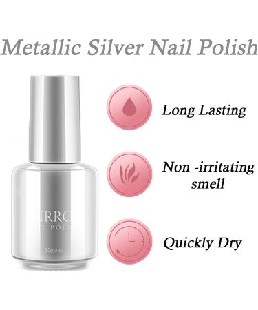 Metallic Silver Nail Polish Metal Nail Polish Mirror Nail Varnish Quick Drying Metallic Effect Nail Art Polish Long Lasting Non-Peelable Magic Mirror Gel Nail Polish No UV Needed - Buy Online on GoSupps.com